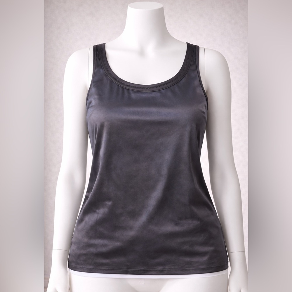 Chico's Black Satin Tank - Smooth Scoop Neck Shell